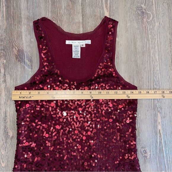 Max Studio Red Sequin Sleeveless Dress Size Small - Picture 9 of 17